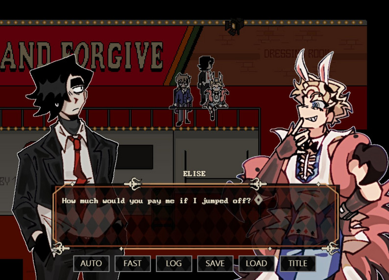Jackpot Crash Course screenshot showing character interactions during the death game.
