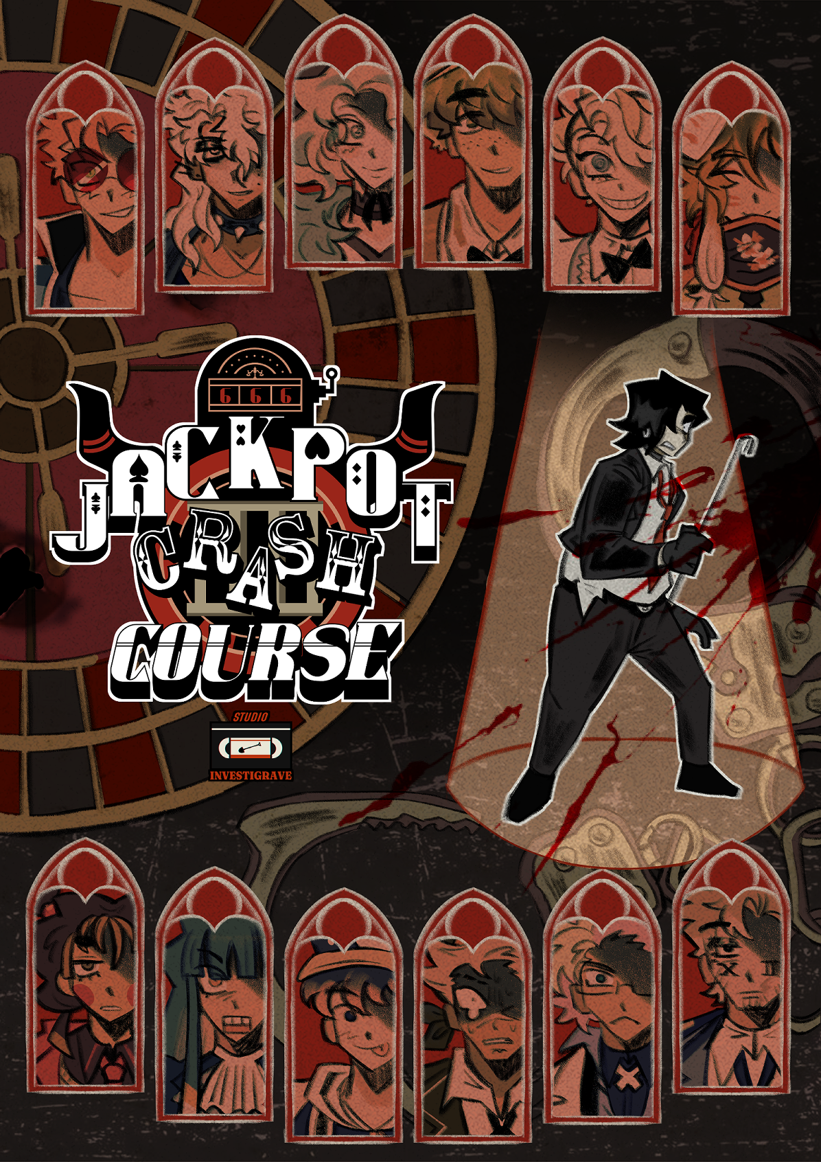 Jackpot Crash Course gameplay screenshot showing the casino death game interface.